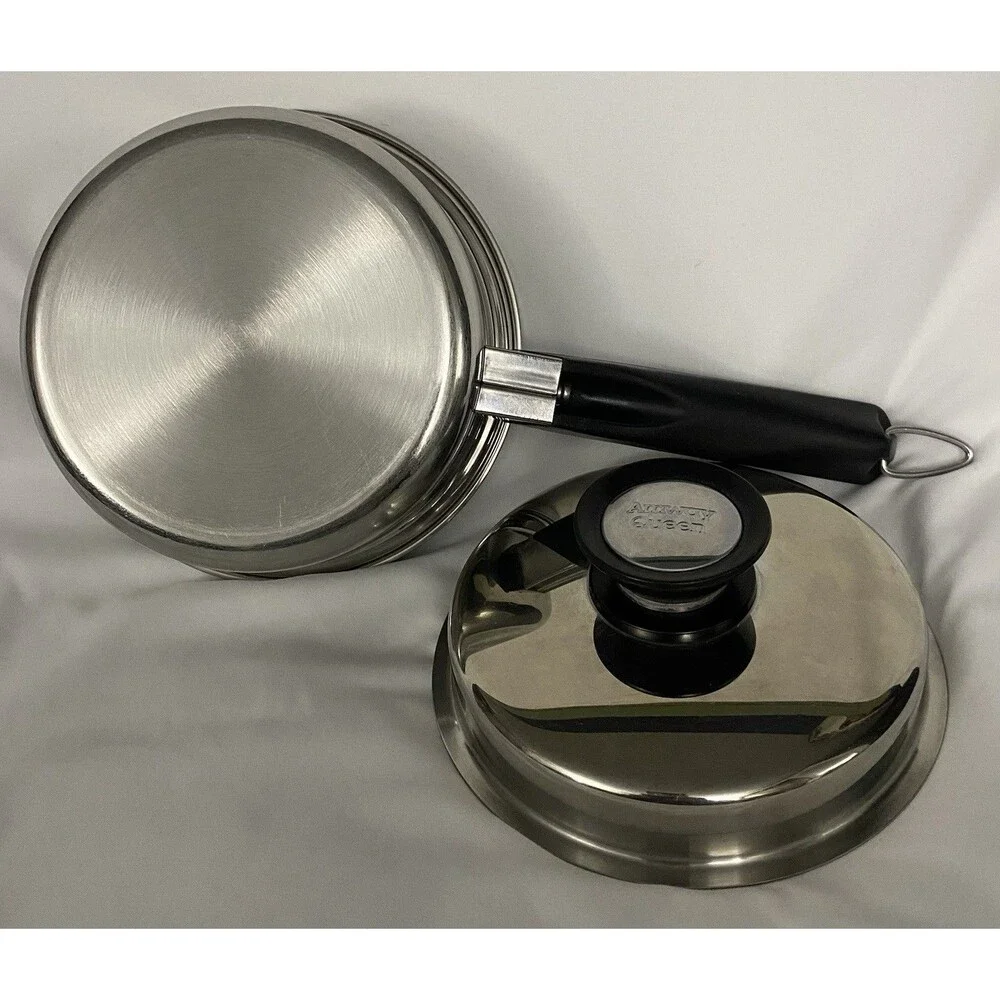 Amway Queen .75 Quart Sauce Pan & Lid Multi Ply 18/8 Stainless Cookware USA